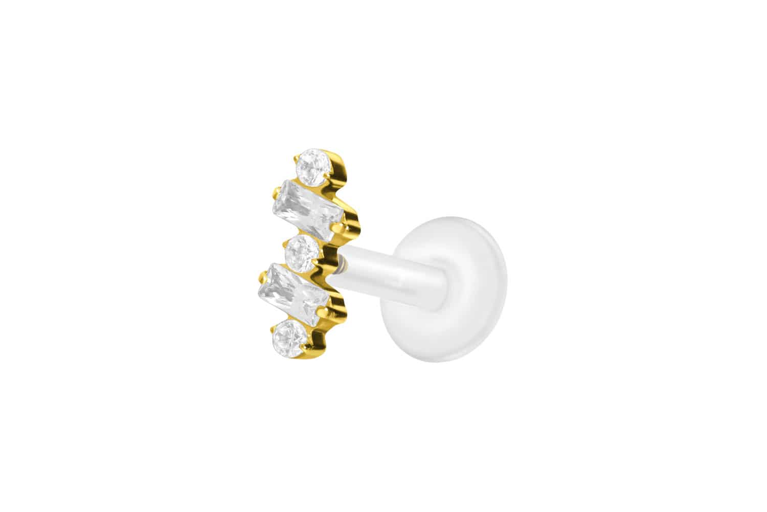 PTFE Labret Piercing mit Innengewinde + Titan-Aufsatz EINGEFASSTE KRISTALLE